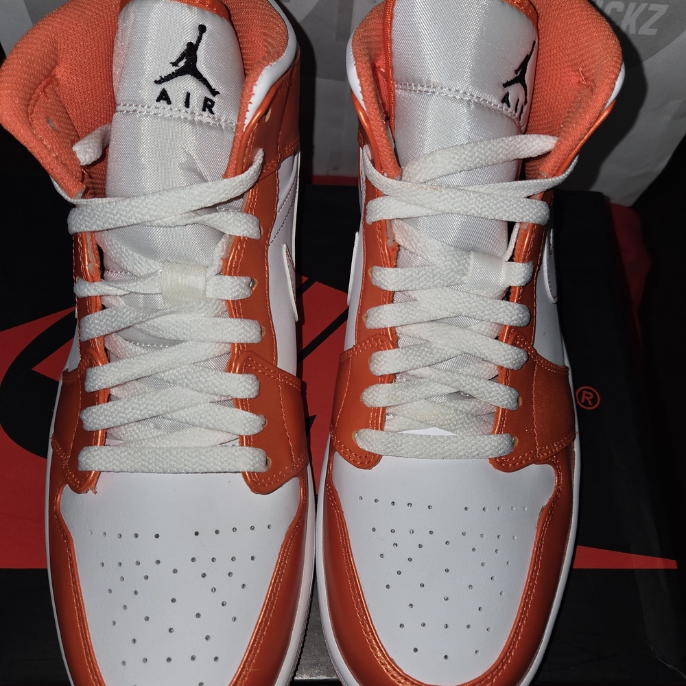 Jordan 1 Metallic Orange and White Sneakers - Picture 4 of 4